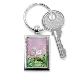 Wonderful Unicorn With Foal On A Mushroom Key Chains (rectangle)  by FantasyWorld7