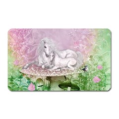 Wonderful Unicorn With Foal On A Mushroom Magnet (rectangular) by FantasyWorld7