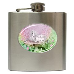 Wonderful Unicorn With Foal On A Mushroom Hip Flask (6 Oz) by FantasyWorld7