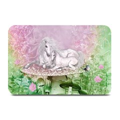 Wonderful Unicorn With Foal On A Mushroom Plate Mats by FantasyWorld7