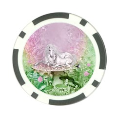 Wonderful Unicorn With Foal On A Mushroom Poker Chip Card Guard by FantasyWorld7