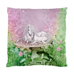 Wonderful Unicorn With Foal On A Mushroom Standard Cushion Case (one Side) by FantasyWorld7