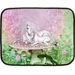 Wonderful Unicorn With Foal On A Mushroom Fleece Blanket (Mini) 35 x27  Blanket