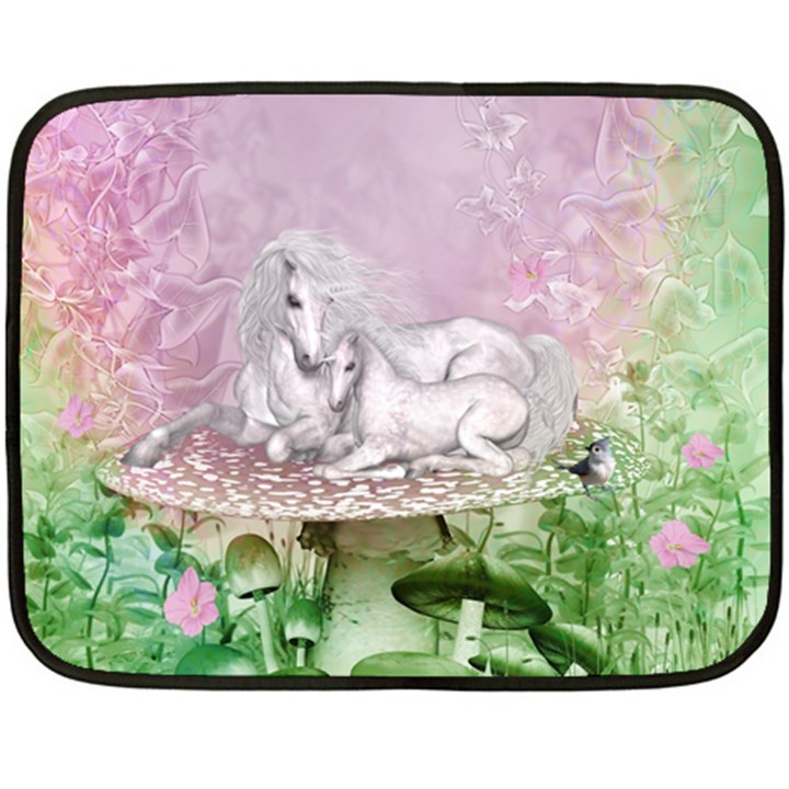 Wonderful Unicorn With Foal On A Mushroom Fleece Blanket (Mini)