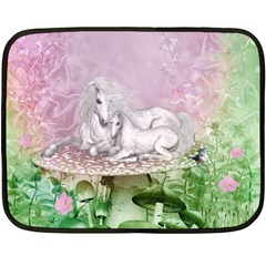 Wonderful Unicorn With Foal On A Mushroom Double Sided Fleece Blanket (mini)  by FantasyWorld7