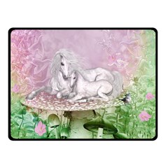 Wonderful Unicorn With Foal On A Mushroom Fleece Blanket (small) by FantasyWorld7