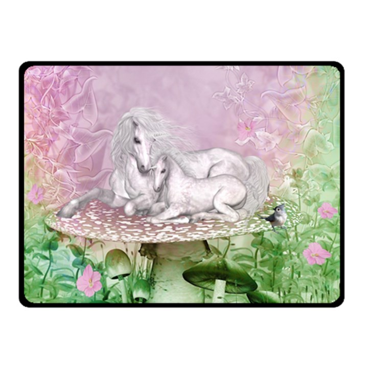 Wonderful Unicorn With Foal On A Mushroom Fleece Blanket (Small)