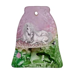 Wonderful Unicorn With Foal On A Mushroom Ornament (bell) by FantasyWorld7