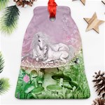 Wonderful Unicorn With Foal On A Mushroom Bell Ornament (Two Sides) Front