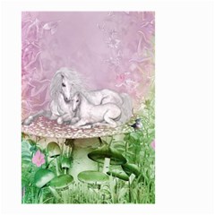 Wonderful Unicorn With Foal On A Mushroom Small Garden Flag (two Sides) by FantasyWorld7