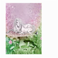 Wonderful Unicorn With Foal On A Mushroom Large Garden Flag (two Sides) by FantasyWorld7