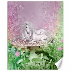 Wonderful Unicorn With Foal On A Mushroom Canvas 16  X 20   by FantasyWorld7