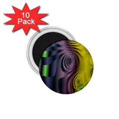 Fractal In Purple Gold And Green 1 75  Magnets (10 Pack)  by Simbadda