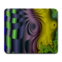 Fractal In Purple Gold And Green Large Mousepads by Simbadda