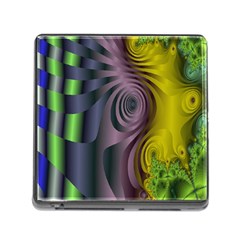 Fractal In Purple Gold And Green Memory Card Reader (square) by Simbadda