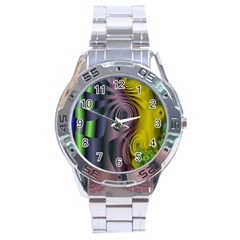 Fractal In Purple Gold And Green Stainless Steel Analogue Watch by Simbadda