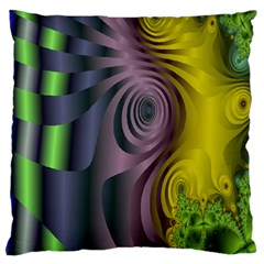 Fractal In Purple Gold And Green Large Cushion Case (one Side) by Simbadda