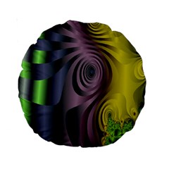 Fractal In Purple Gold And Green Standard 15  Premium Round Cushions by Simbadda