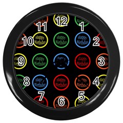 Happy Birthday Colorful Wallpaper Background Wall Clocks (black) by Simbadda