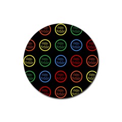 Happy Birthday Colorful Wallpaper Background Rubber Round Coaster (4 Pack)  by Simbadda