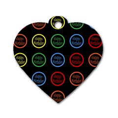 Happy Birthday Colorful Wallpaper Background Dog Tag Heart (one Side) by Simbadda