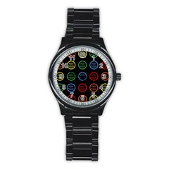 Happy Birthday Colorful Wallpaper Background Stainless Steel Round Watch by Simbadda