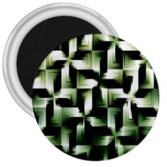 Green Black And White Abstract Background Of Squares 3  Magnets