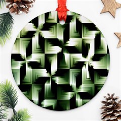 Green Black And White Abstract Background Of Squares Ornament (round) by Simbadda