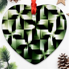 Green Black And White Abstract Background Of Squares Ornament (heart) by Simbadda