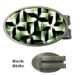 Green Black And White Abstract Background Of Squares Money Clips (Oval)  Front