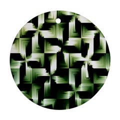 Green Black And White Abstract Background Of Squares Round Ornament (two Sides) by Simbadda