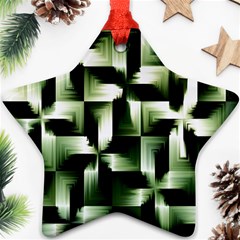 Green Black And White Abstract Background Of Squares Star Ornament (two Sides) by Simbadda