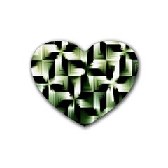 Green Black And White Abstract Background Of Squares Heart Coaster (4 Pack)  by Simbadda