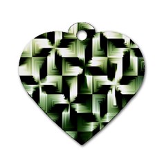 Green Black And White Abstract Background Of Squares Dog Tag Heart (two Sides) by Simbadda