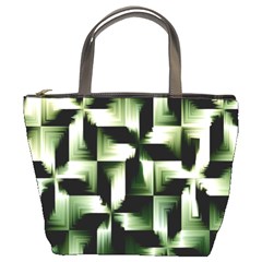 Green Black And White Abstract Background Of Squares Bucket Bags by Simbadda