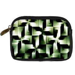 Green Black And White Abstract Background Of Squares Digital Camera Cases by Simbadda