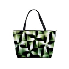 Green Black And White Abstract Background Of Squares Shoulder Handbags by Simbadda