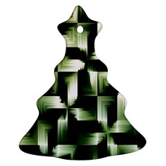 Green Black And White Abstract Background Of Squares Christmas Tree Ornament (two Sides)