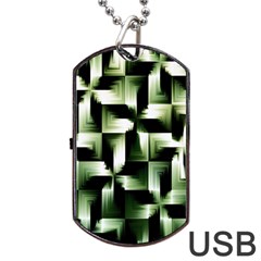 Green Black And White Abstract Background Of Squares Dog Tag Usb Flash (one Side) by Simbadda