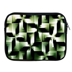 Green Black And White Abstract Background Of Squares Apple Ipad 2/3/4 Zipper Cases by Simbadda