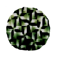 Green Black And White Abstract Background Of Squares Standard 15  Premium Flano Round Cushions by Simbadda