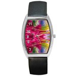 Abstract Pink Colorful Water Background Barrel Style Metal Watch Front