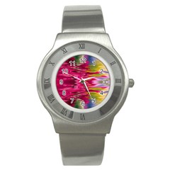 Abstract Pink Colorful Water Background Stainless Steel Watch by Simbadda