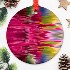 Abstract Pink Colorful Water Background Round Ornament (two Sides) by Simbadda