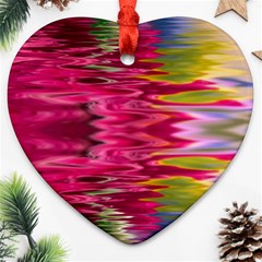 Abstract Pink Colorful Water Background Heart Ornament (two Sides) by Simbadda