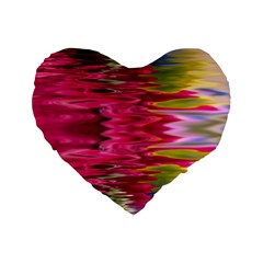 Abstract Pink Colorful Water Background Standard 16  Premium Flano Heart Shape Cushions by Simbadda