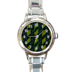 Futuristic Dark Pattern Round Italian Charm Watch by dflcprints