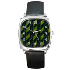 Futuristic Dark Pattern Square Metal Watch by dflcprints