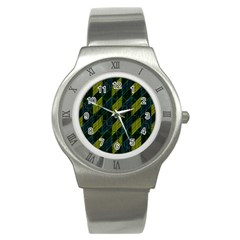 Futuristic Dark Pattern Stainless Steel Watch by dflcprints