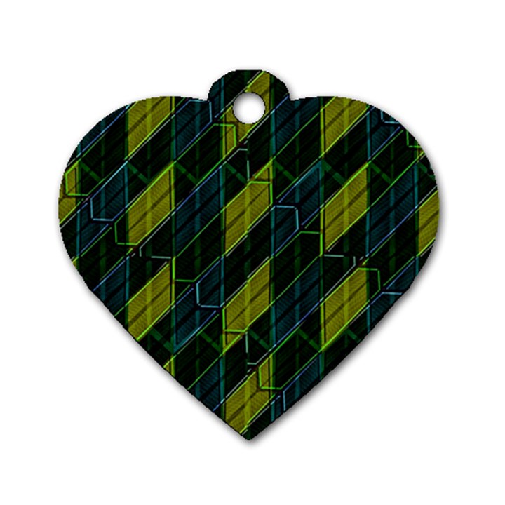 Futuristic Dark Pattern Dog Tag Heart (Two Sides)